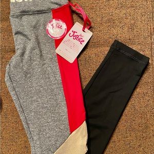 NEW Girls Justice red/black/gold leggings
